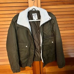 Garage Green Bomber Sherpa Jacket
